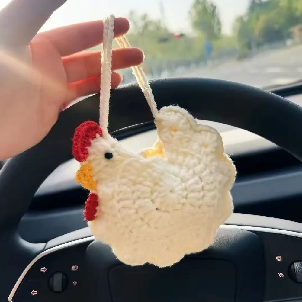 Soft Cartoon Chicken Coin Purse Crochet Woven Gifts Bag Double-sided Handmade Knitted Coin Purse Party