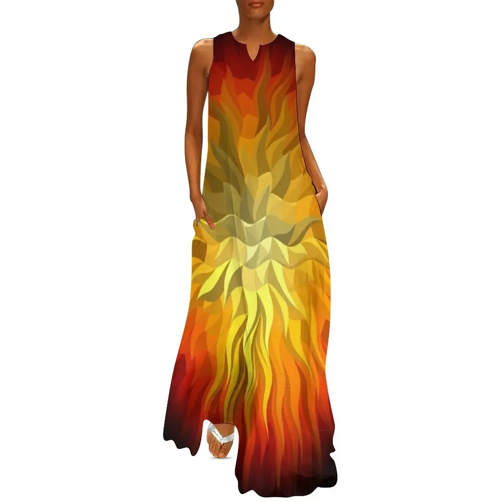 

geometric sun vector graphic Long Dress Women's summer dresses dresses for woman Dance dresses african for woman Dress