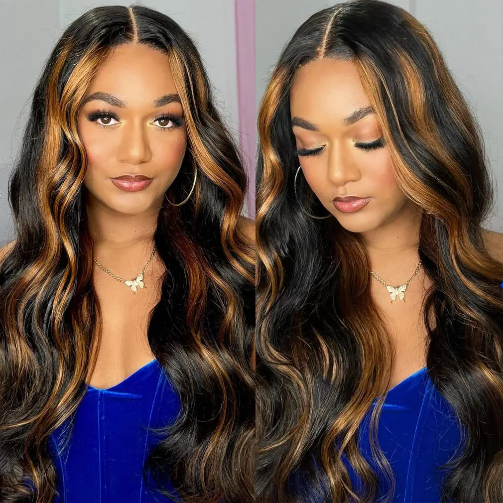 Human Hair Wig Highlight P427/32 Honey Blonde 13x6 Lace Wig Brazilian Body Wave 13X6 Lace Front Human Hair Wigs For Black Women