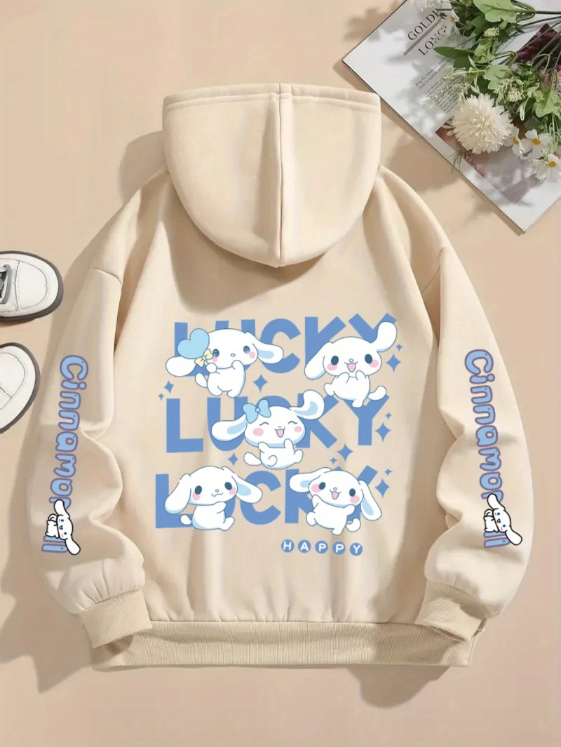 Sanliou Jade Precious Dog Pattern Printed Hoodie, Autumn and Spring Drawstring Casual Men's and Women's Warm Hoodie