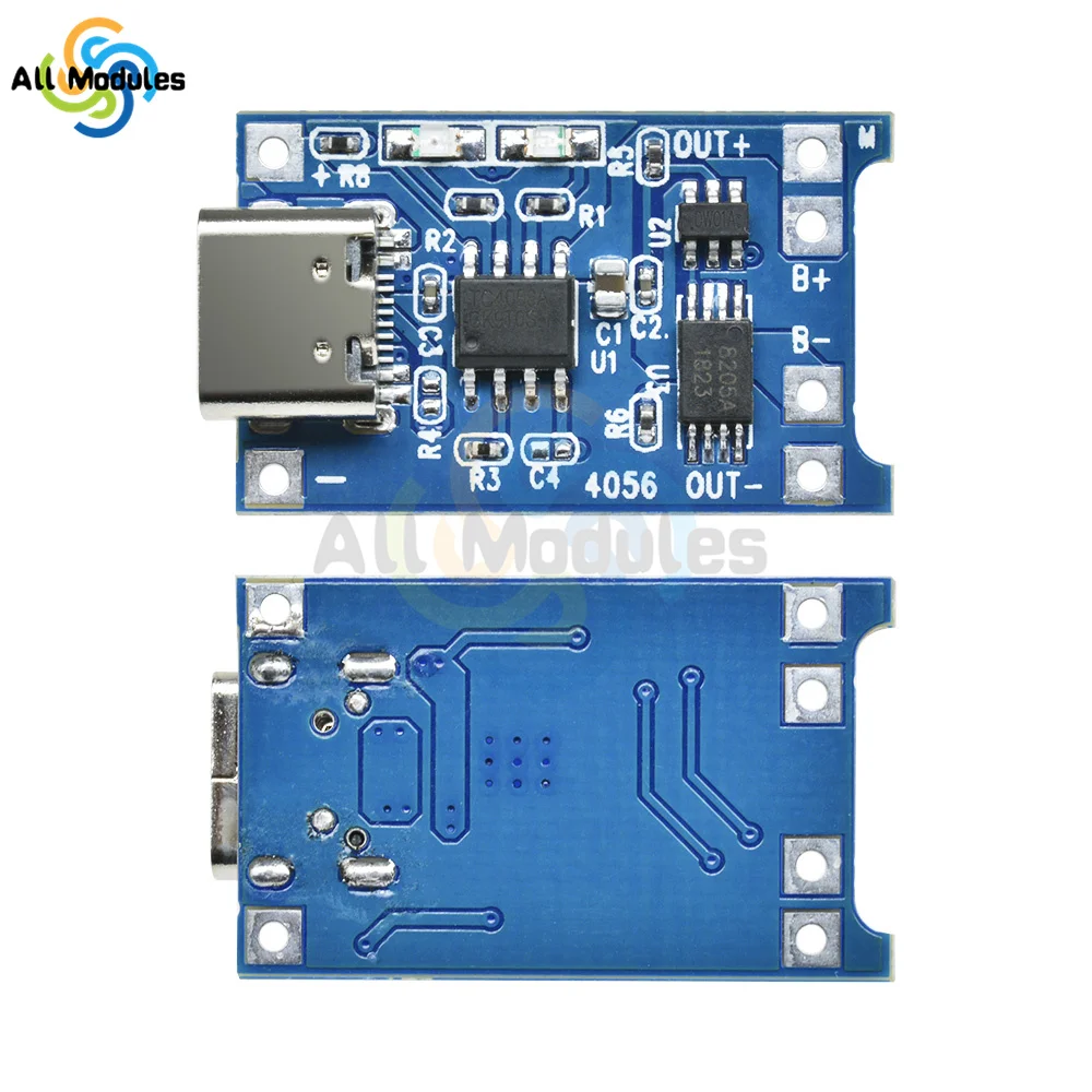 10PCS Type-c Micro USB 5V 1A 18650 TP4056 Lithium Battery Charger Module Charging Board With Protection Dual Functions TP4056