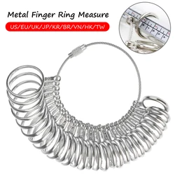 Metal Finger Ring Sizer Measuring Tool para Homens e Mulheres, Gauge Sizing, UK A-Z, US, UE, JP, KR, BR, Tamanhos GaugeTools