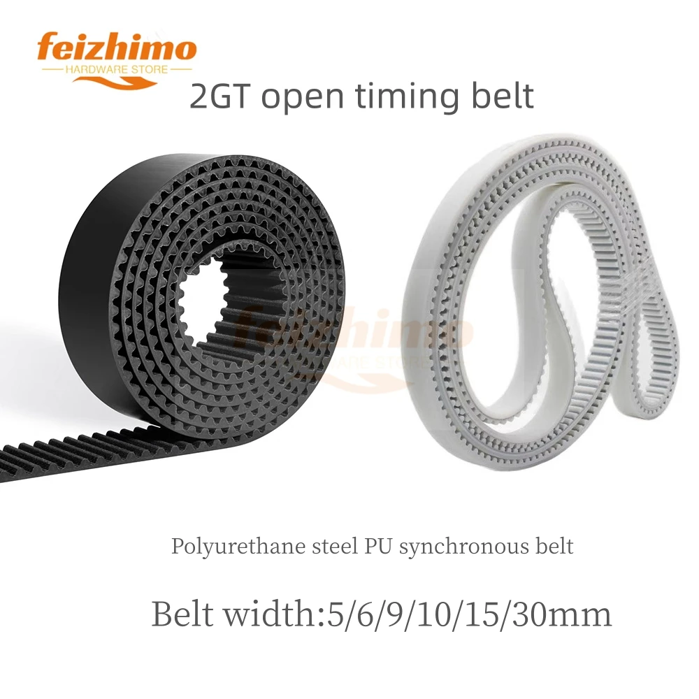 2GTGT2 3D Printer Open Synchronous Belt GT2 Wide 5/6/9/10/15/30mm Polyurethane Steel PU Synchronous Belt With Small Spacing Belt