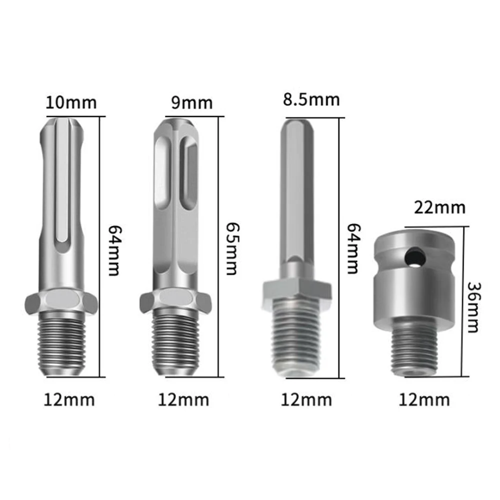 Adapter do wiertarki glebowej 1 szt. 4 rodzaje złączy Wiertło do klucza udarowego, młota, maszyny Uchwyt wiertarski z okrągłą/sześciokątną rączką Adapter do uchwytu wiertarskiego