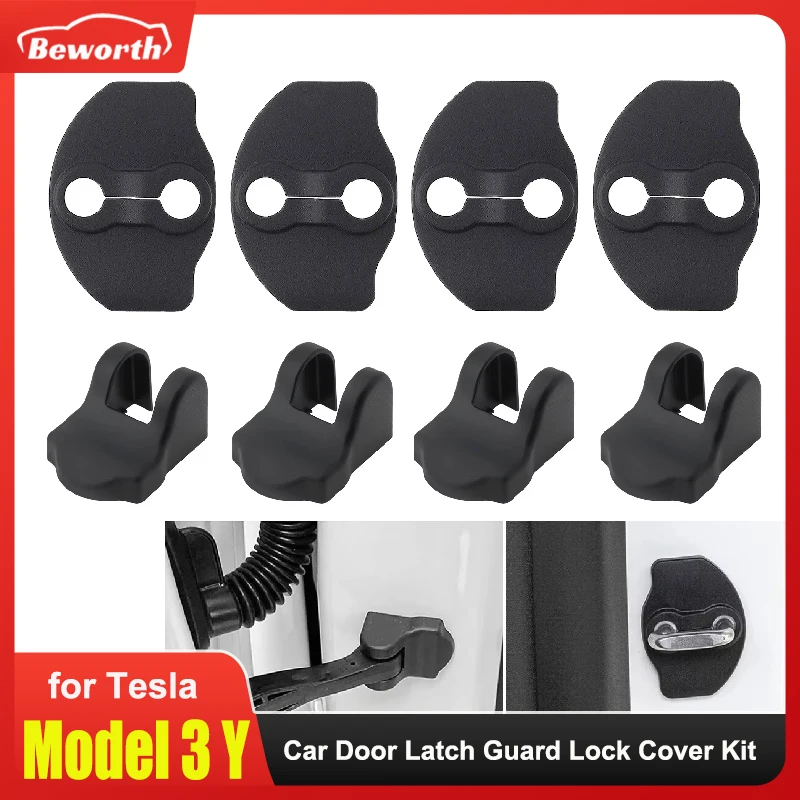 for Tesla Model 3 Y Juniper Highland 2019-2025 2026 ABS Car Door Lock Limiter Protector Cover Kit Check Arm Stopper Latch Guard