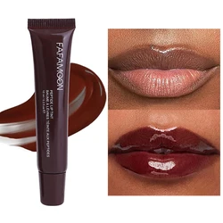 Brillo de labios Punk marrón oscuro, barra de labios líquida nutritiva hidratante duradera, aceite de labios Mineral transparente, cosméticos de maquillaje