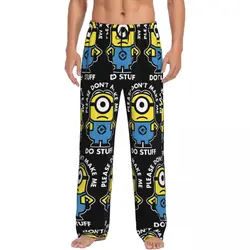 Custom Cartoon Animation Minions Pajama Pants Men's Lounge Sleep Stretch Sleepwear Bottoms with Pockets