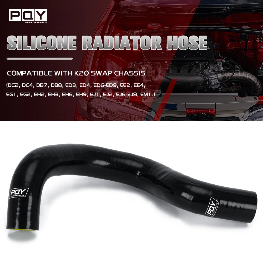 PQY - SILICONE RADIATOR HOSE KIT FOR K20-K24 SWAP EG EK CRX EF SOL INTEGRA CIVIC BLACK & YELLOW PQY-LX1306BK-QY