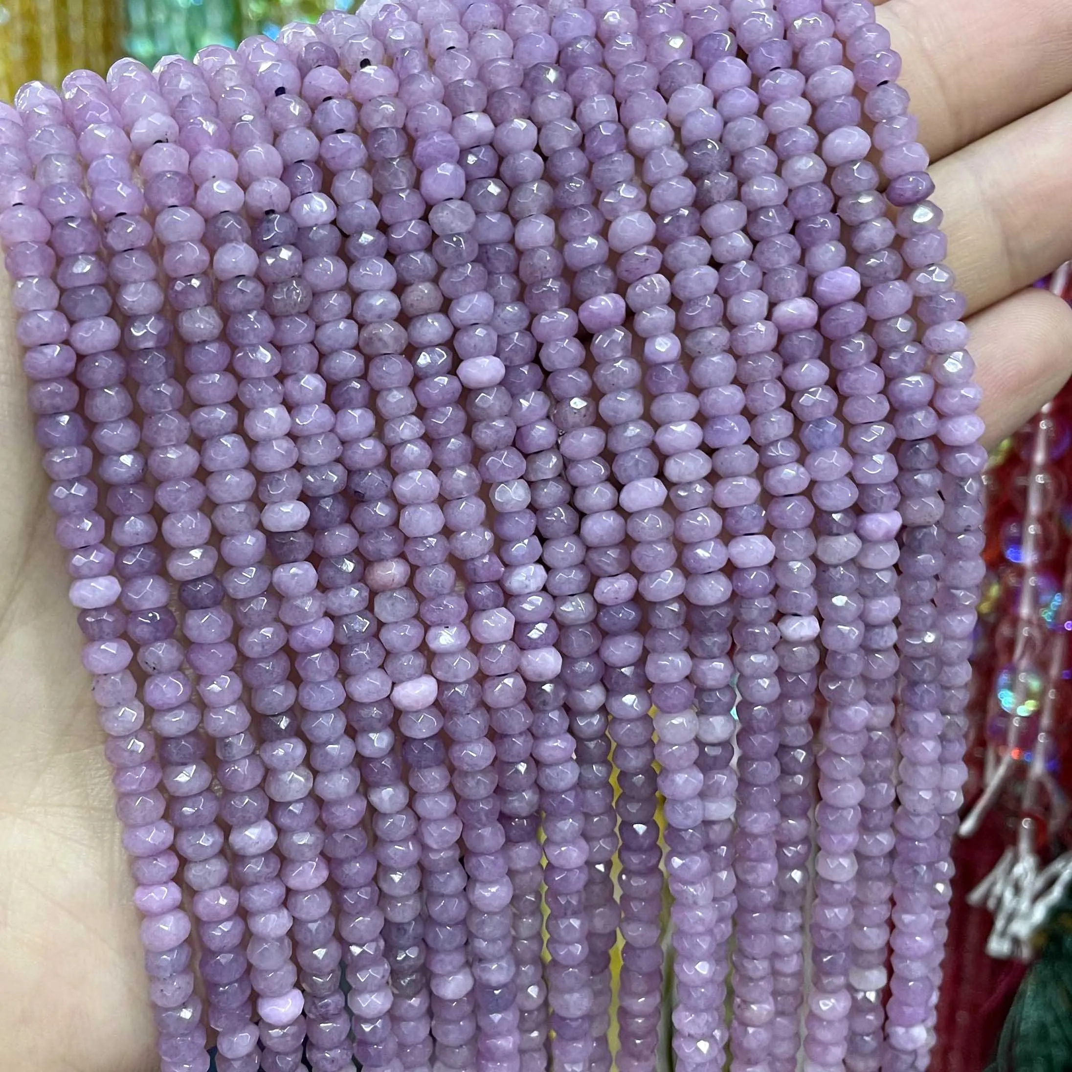 3*4MM Faceted Natural Stone Flat Rondelle Spacer Beads Jades Chalcedony For Jewelry Making Diy Bracelet Necklace Accessories