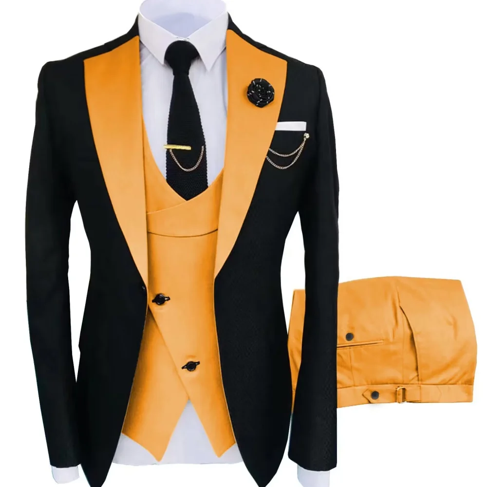 

Slim Fit 3 Piece Men's Suits Set - Formal Business Groom Tuxedo for Wedding Party Prom Includes Jacket Vest Pants