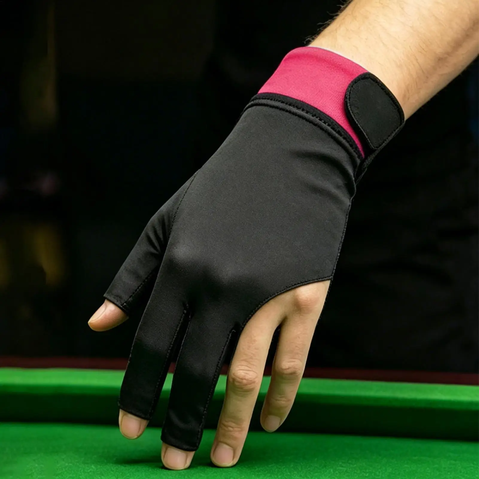 Pool Glove 3-Finger Anti-Slip Sports Accessories Lightweight Pool Glove For Women For Adults Men Beginner Hall Tournament Game view 4