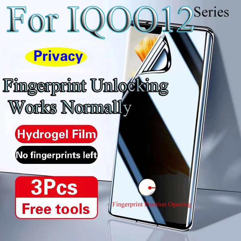 IQOO12Pro Anti-peeping Hydrogel Film For VIVO IQOO 12Pro Privacy Screen Protector IQOO12 Fingerprint Unlocking Works