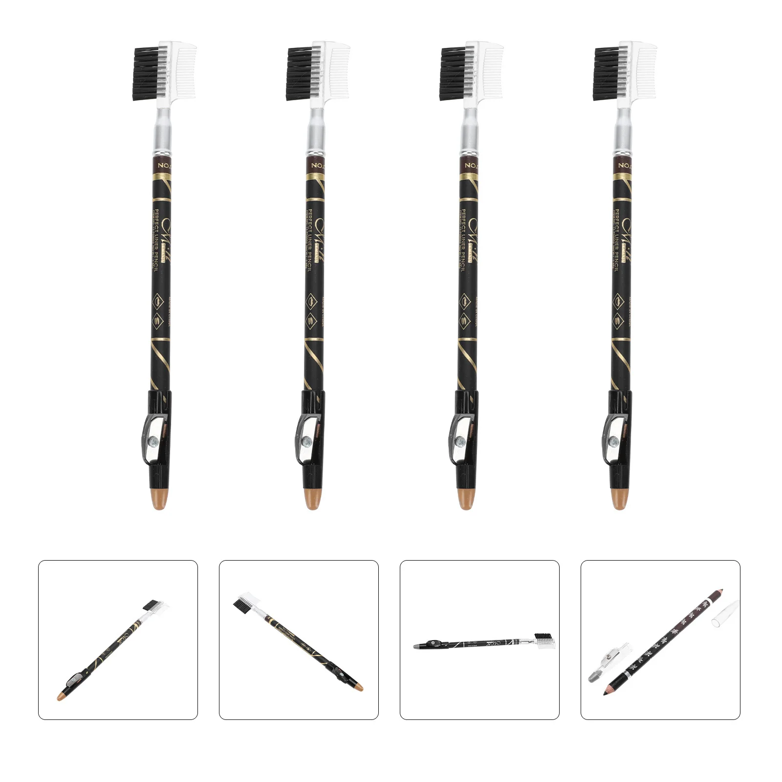 

4Pcs Eyebrow Pencils with Sharpener Finish Brow Drawing Pencils for Women Fade Resistant Eyebrow Cosmetics with