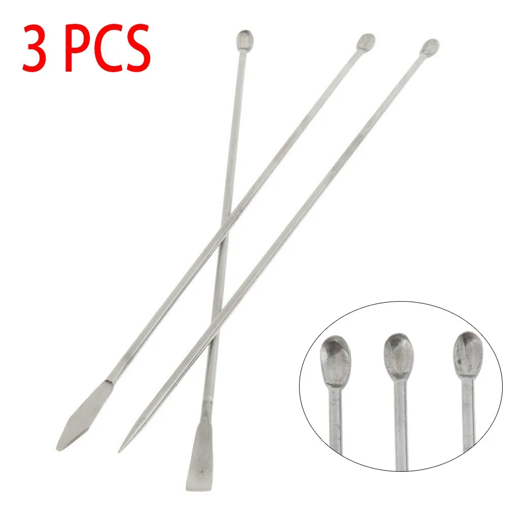 3 PCS Stainless Steel Spoon Scoop Spatula Kit for Lab Powder Measuring and Sample Handling with Flat and Spoon Ends