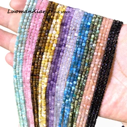 3MM Natural Faceted Stone Square Turquoise Apatite Sunstone Shell Loose Spacer Beads for Jewelry Making Diy Bracelet Accessories