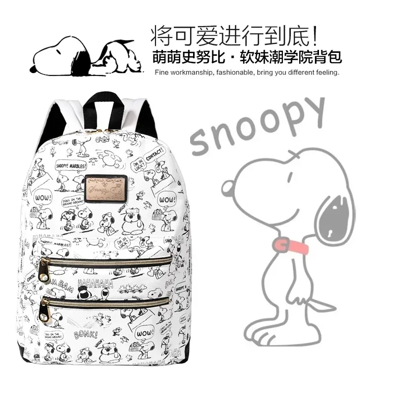 Cute new Snoopy white backpack cartoon PU popular women girl backpack travel outdoor waterproof backpack