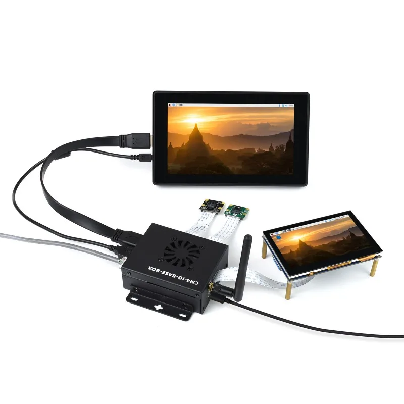 Komputer Mini berdasarkan modul komputasi Raspberry Pi 4 (tidak termasuk), papan IO Mini Lite Ver, casing logam, dengan kipas pendingin