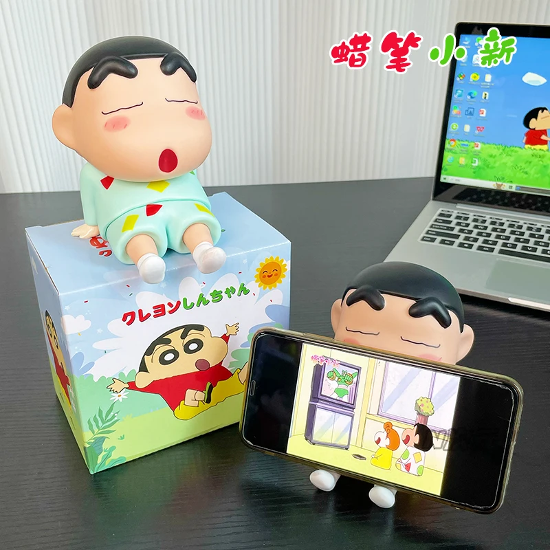 Crayon Shin Chan Mobile Phone Holder Cute Anime Desktop Ornament Figure Cute Doll Anime Trendy Gift Mobile Phone Holder