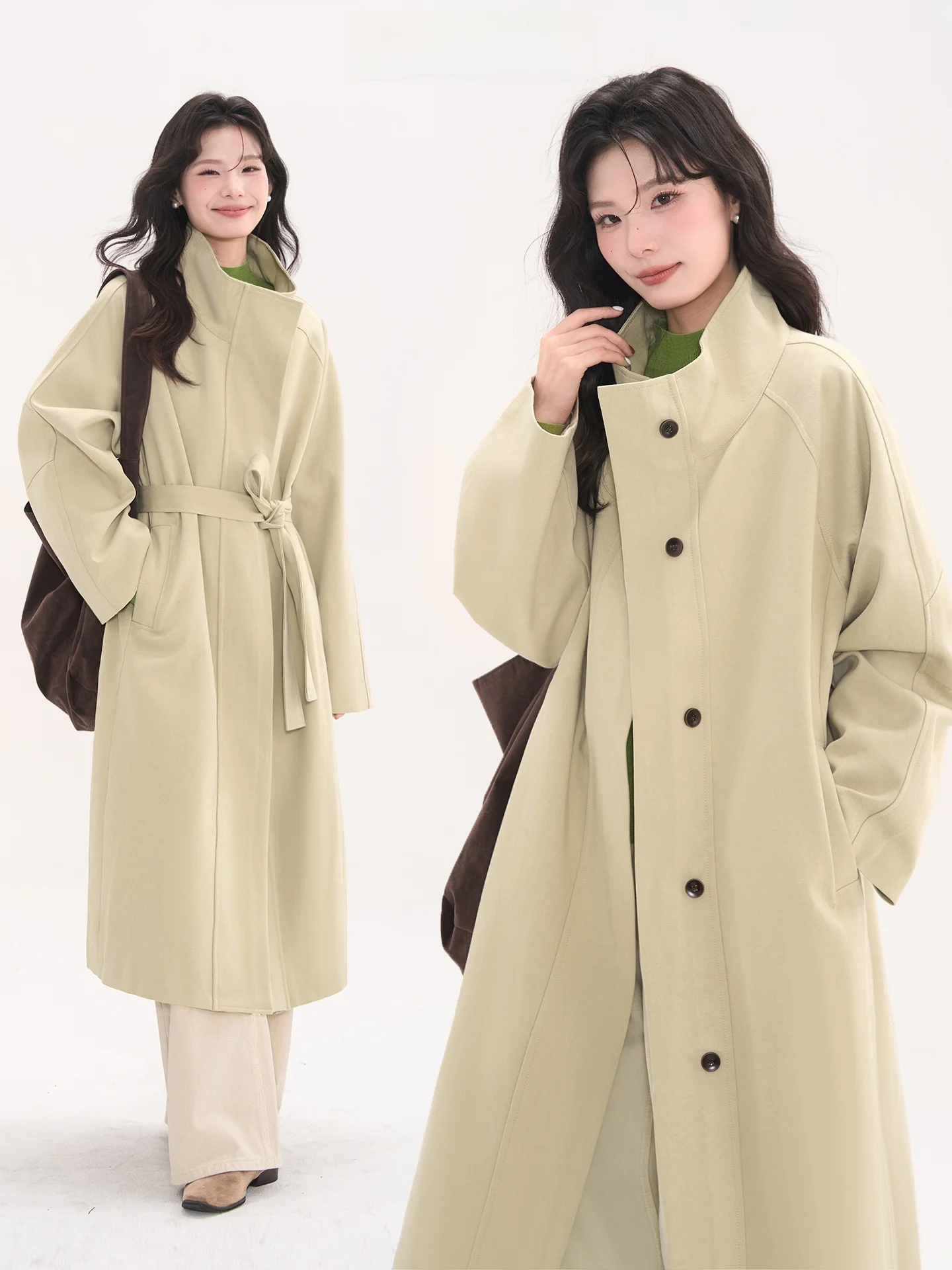 

Heme Flower Field Window Ele Long Coat Women's Loose Casual Coat Autumn Season Single Button Closure Long Sve Jaet