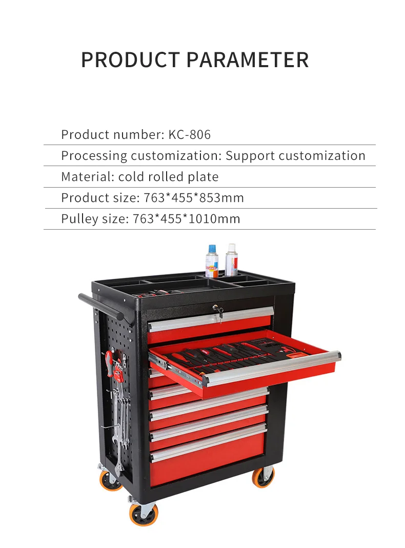 369 Pcs Steel 7 Drawers Tool Box Roller Cabinet Workshop Garage Rolling Tool Cabinet Trolley With Tools