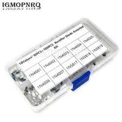 100Pcs/box 10 Values Rectifier Diode Assorted Kit 1N4001 1N4002 1N4003 1N4004 1N4005 1N4006 1N4007 1N5817 1N5818 1N5819