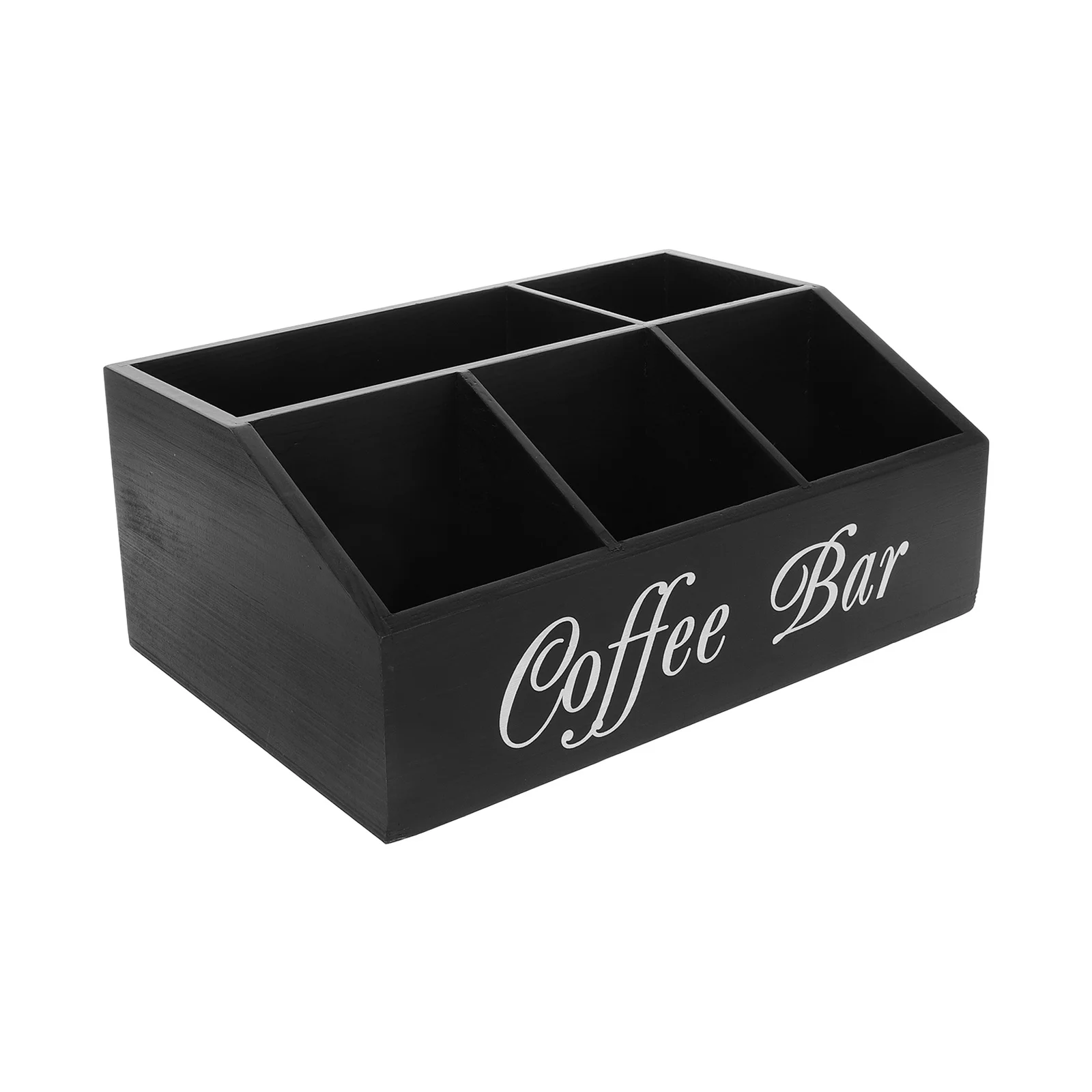 

Wooden Coffee Bar Organizer Storage Box Multi-Use Coffee Station Accessory Holder Sugar Packets Straw Tissue Box