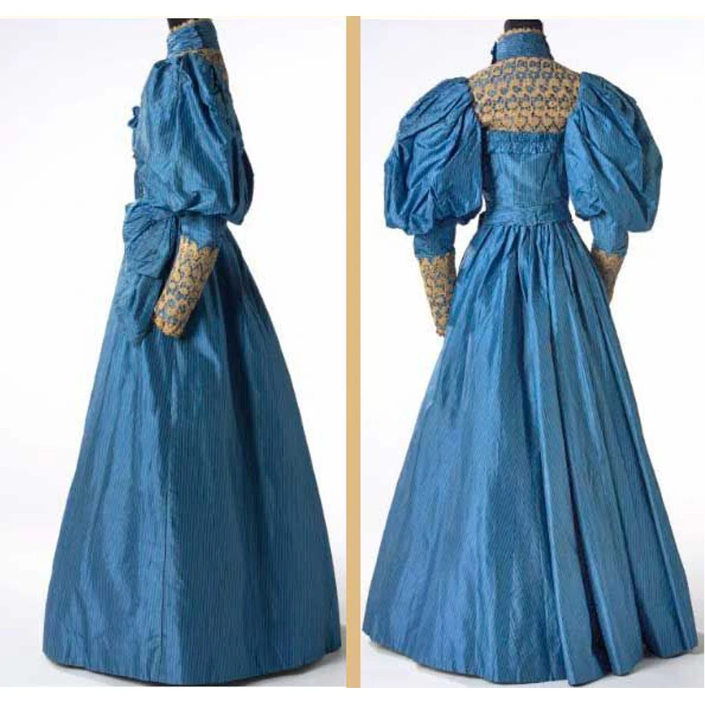 19th Century Victorian Civil War Blue Dress Gown Women Vintage Victorian Afternoon Ball Gown Costume