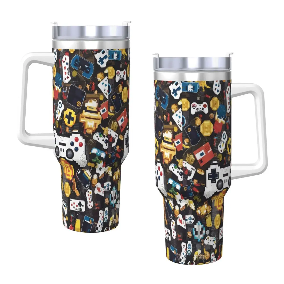 

Hot Colorful Game Gamepad Stainless Steel Tumbler Travelist Coffee Mug With Straws and Lid Large Capacity Mugs Cup Water Bottle