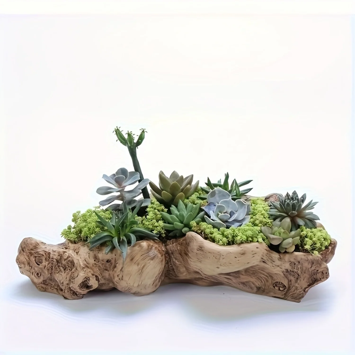 

Vintage Resin Succulent Flower Pot with Antique Wooden Design - Porous Indoor/Outdoor Planter for Potted Ornaments, Multiple Siz