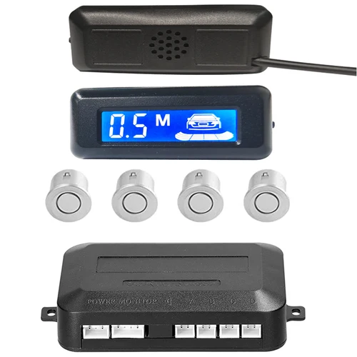 Sistema de sensor de estacionamiento Radar de marcha atrás para coche, Sensor de estacionamiento LCD Parktronic automático, zumbador de advertencia con 4 sensores de estacionamiento