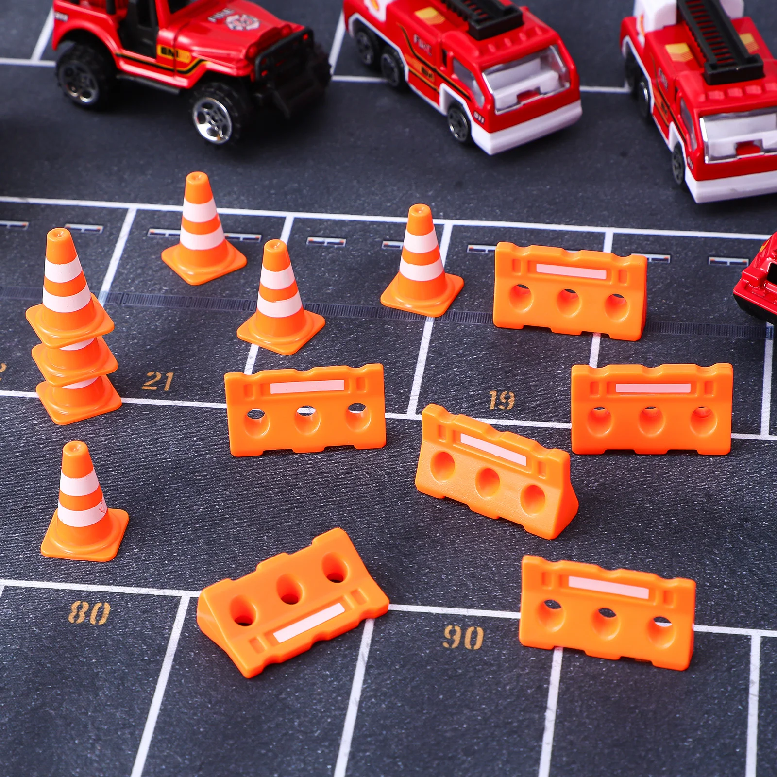 24 Pcs Traffic Cognitive Toys Bundle Mini Cones and Signs Road Barricade Plastic Small Miniature Barricades Baby