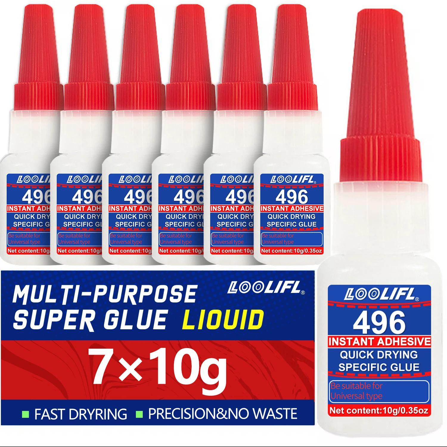 LOOLIFL 7PCS super glue,strong cyanoacrylate glue 5-second instant dry suitable for glass,wood, metal and multiple scenarios