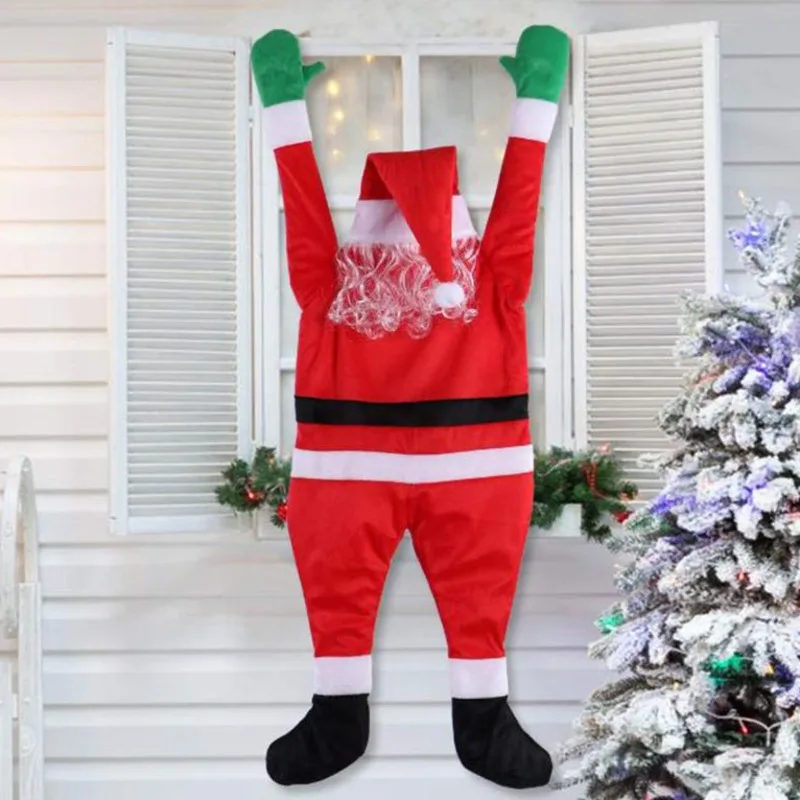 Christmas Velvet Santa Claus 170cm Luminous Set Wall Climb Decoration Clothes Cosplay Hang Holiday Ornaments Atmosphere Gift New