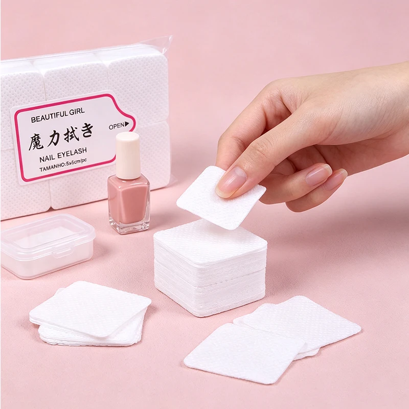 300Pcs Disposable Lint Free Nail Wipes Non-woven Nail Remover Pads Soft Absorbent Cotton Pads For Nail Polish Eyelash Glue Clean view 6