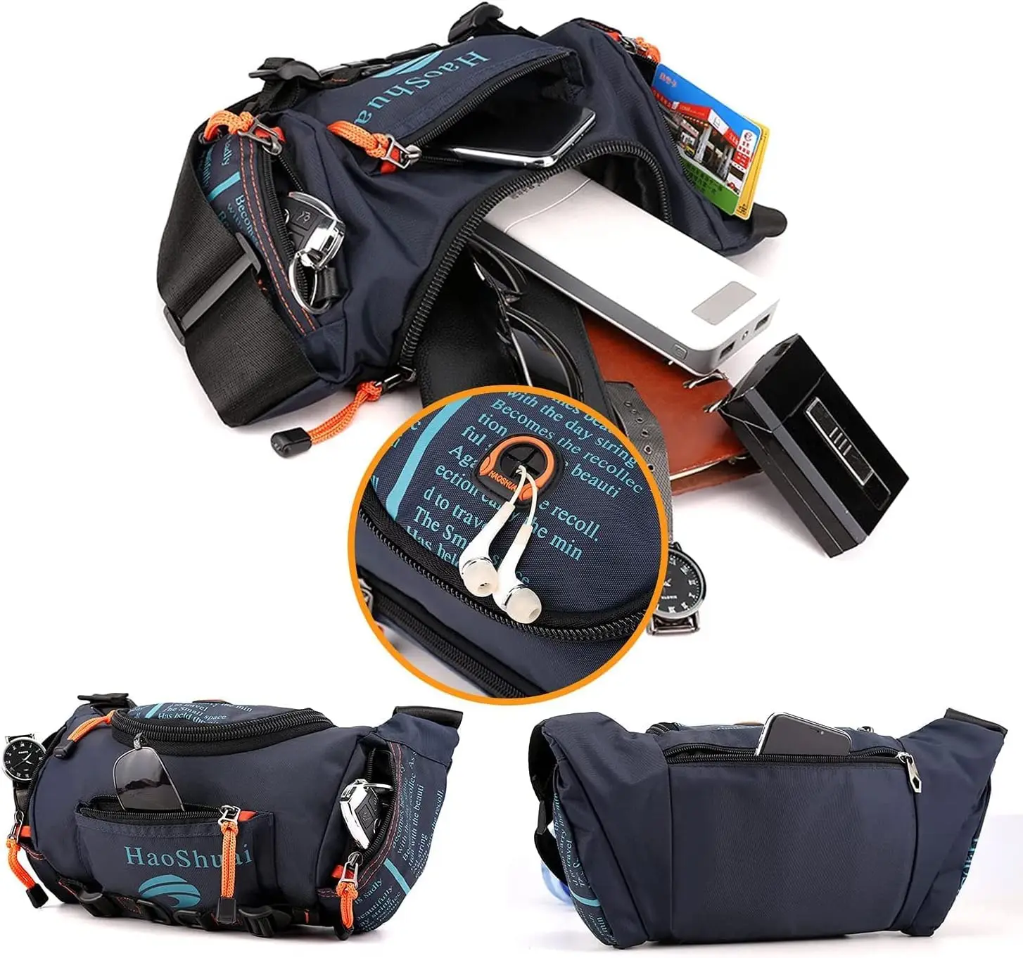 Nylon Man Chest Bag Large Capacity Multifunctional Outdoor Sports Waist Bag Shoulder Crossbody Hiking Cycling Sling Casual Bag
