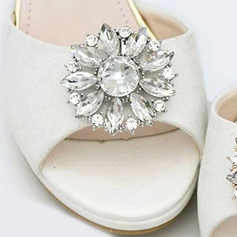 2pcs Shoe Buckle Alloy Crystal Decorative Clips Women Rhinestone Applique Bridal Jewelry For Wedding Party Prom Graduation