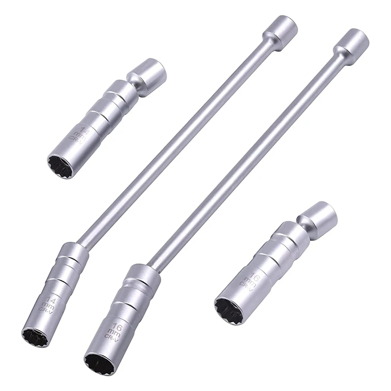 4Pcs 14MM And 16MM Swivel Spark Plug Socket Set, 3/8-Inch Drive 12-Point Thin Wall Magnetic Spark Plug