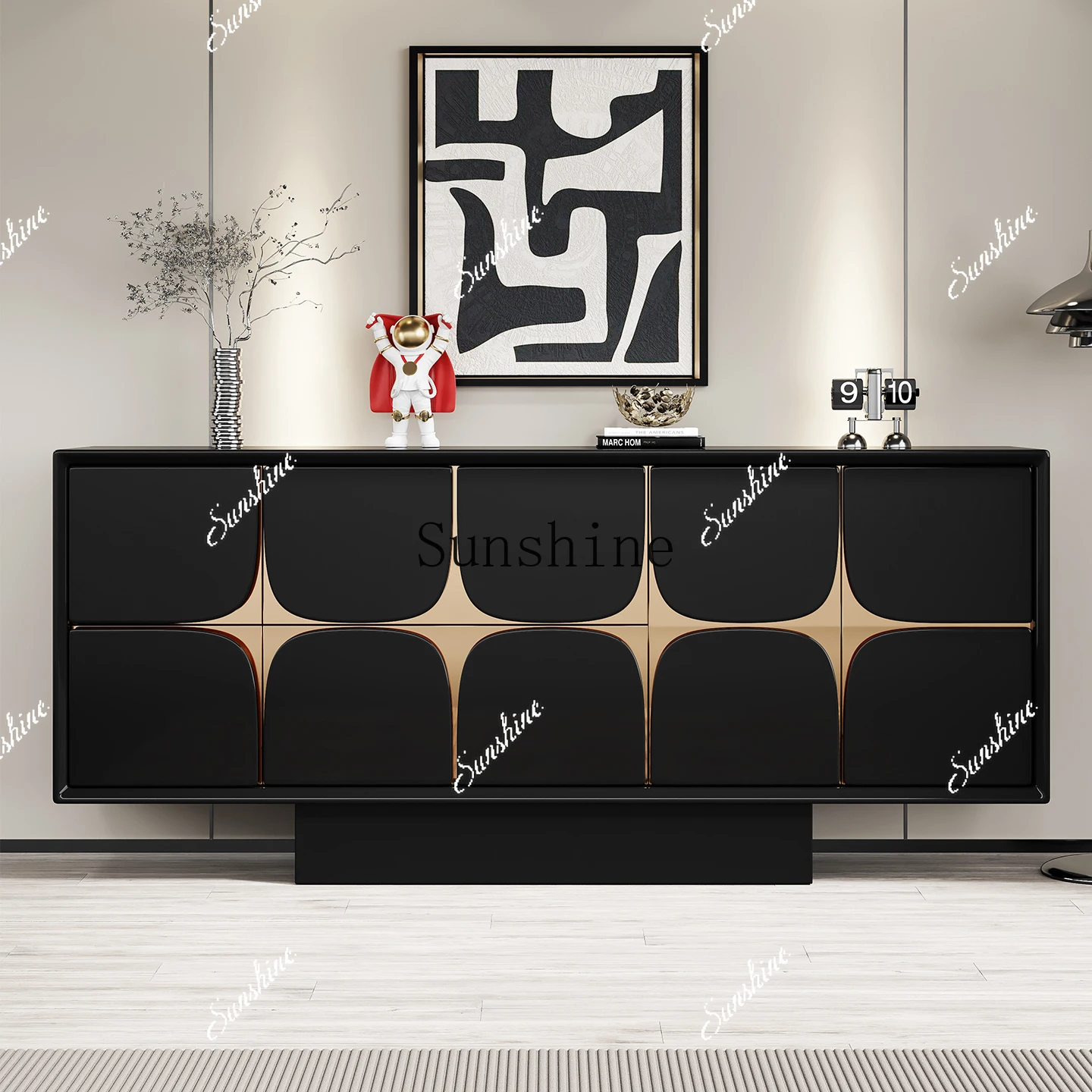 Italian light luxury solid wood dining edge modern minimalist paint entrance foyer decoration storage bedroom bedside cabinet  F