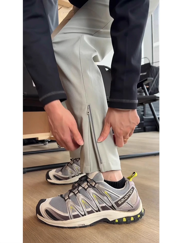 アメリカンスレメンズ秋冬ソフトエルワークウェアパンツジッパーサイドスポーツクライミングカジュアルアウトドアルーズフィットパンツ