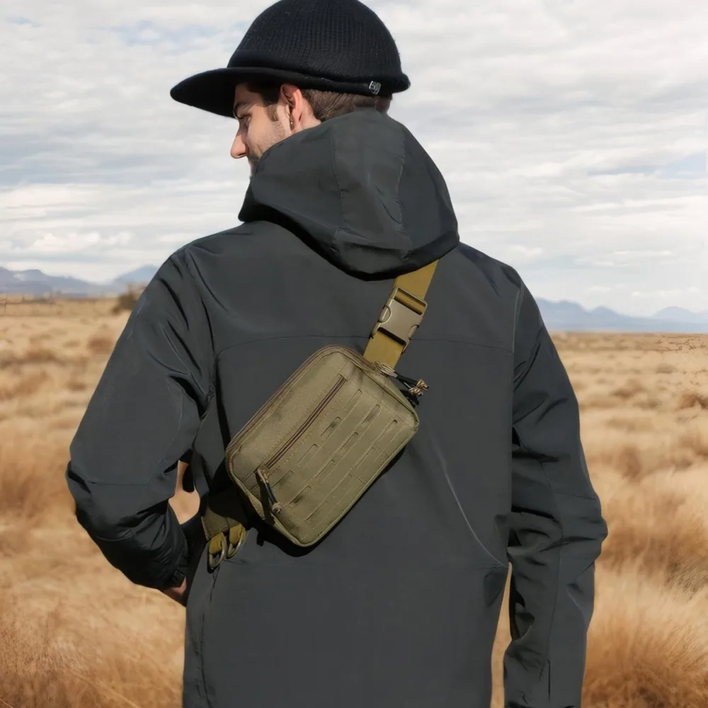 

Tactical Style Small Waist Bag, MOLLE System Outdoor Sports Chest Bag, Adjustable Strap Shoulder Bag,for Running, Hiking