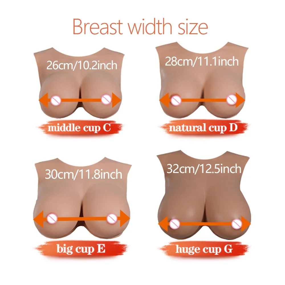 Silicone Breast Forms Bodysuit BCDEG Huge Fake Boobs Plate Shemale Drag Queen Crossdress Transvestite Cosplay Nipple Shake