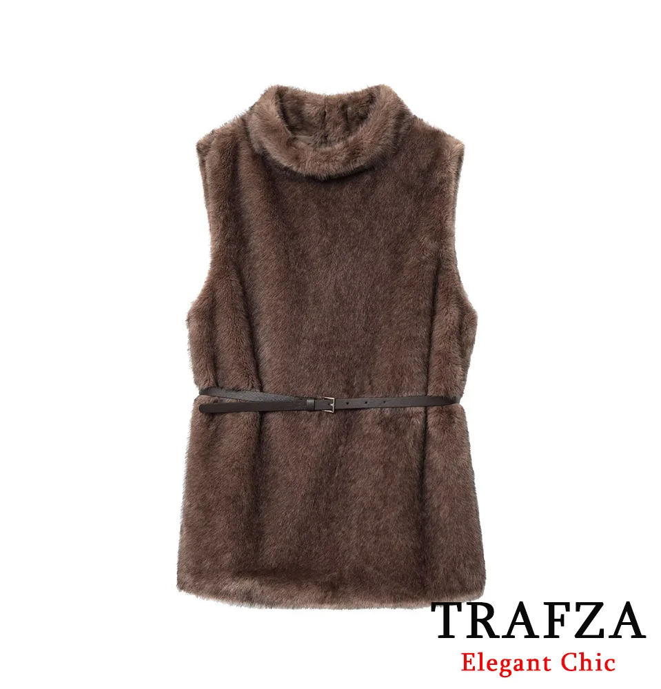 

KONDALA Women Elegant Sleeveless Vest Belted High-Neck Slim Vest Tops 2025 Spring/Fall Fashion Mujer High Street Old Money Vest