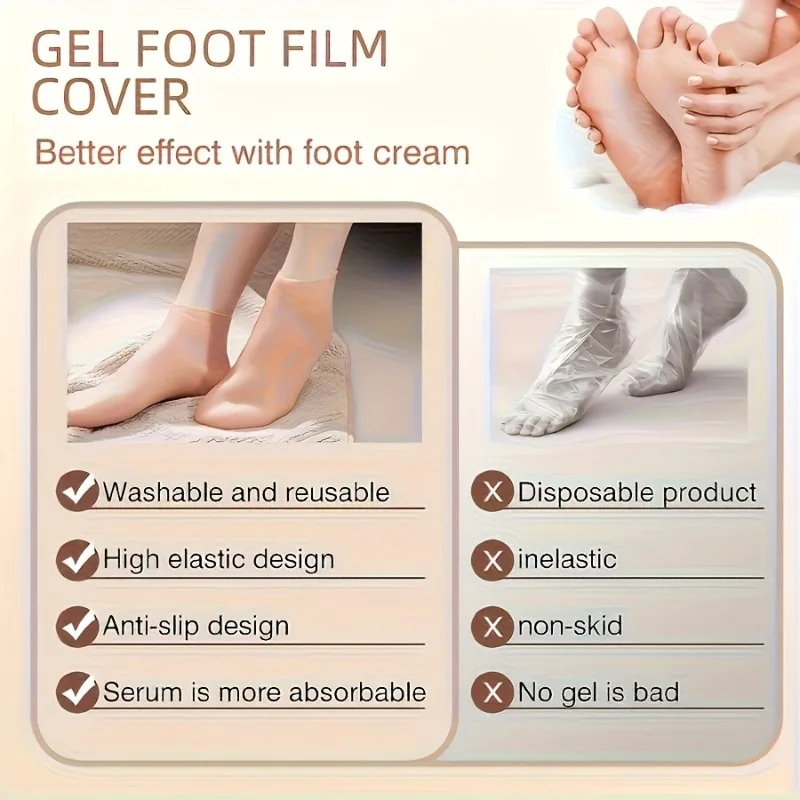 2pcs silicone foot care socks,exfoliating,moisturizing,and crack resistant socks,suitable for use when feet are dry and cracked. view 3