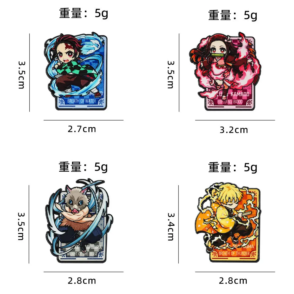 4Pcs/Set Demon Slayer Enamel Pins Kimetsu No Yaiba Tanjiro Nezuko Zenitsu Inosuke Metal Brooch Badge Anime Lapel Pin view 5