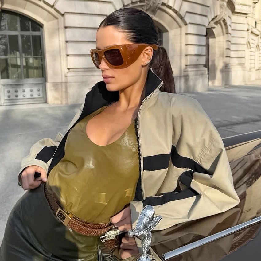 Linad Street Chic Khaki Stand Collar Zipper Jackets 2026 Casual Long Sleeve Outerwear Female Fashion Loose Coats For Woman New 139 S04d721c0cb524833bfb83dd7d4f7d561I