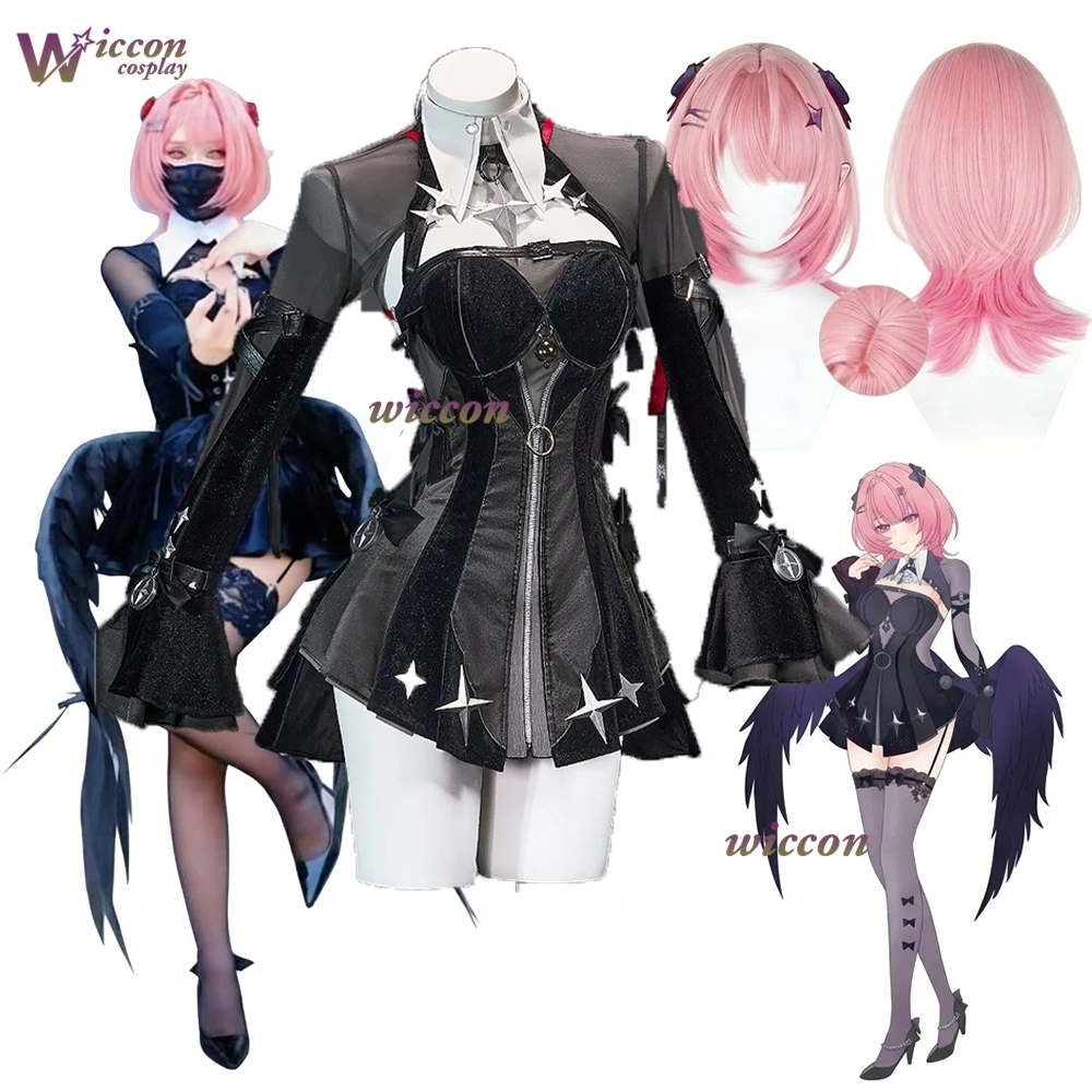 

ZZZ Zenless Zone Zero Lamir Cosplay Costume Remiel Game Character female outfit Black Dress Bow Socks Halloween Party Outfit