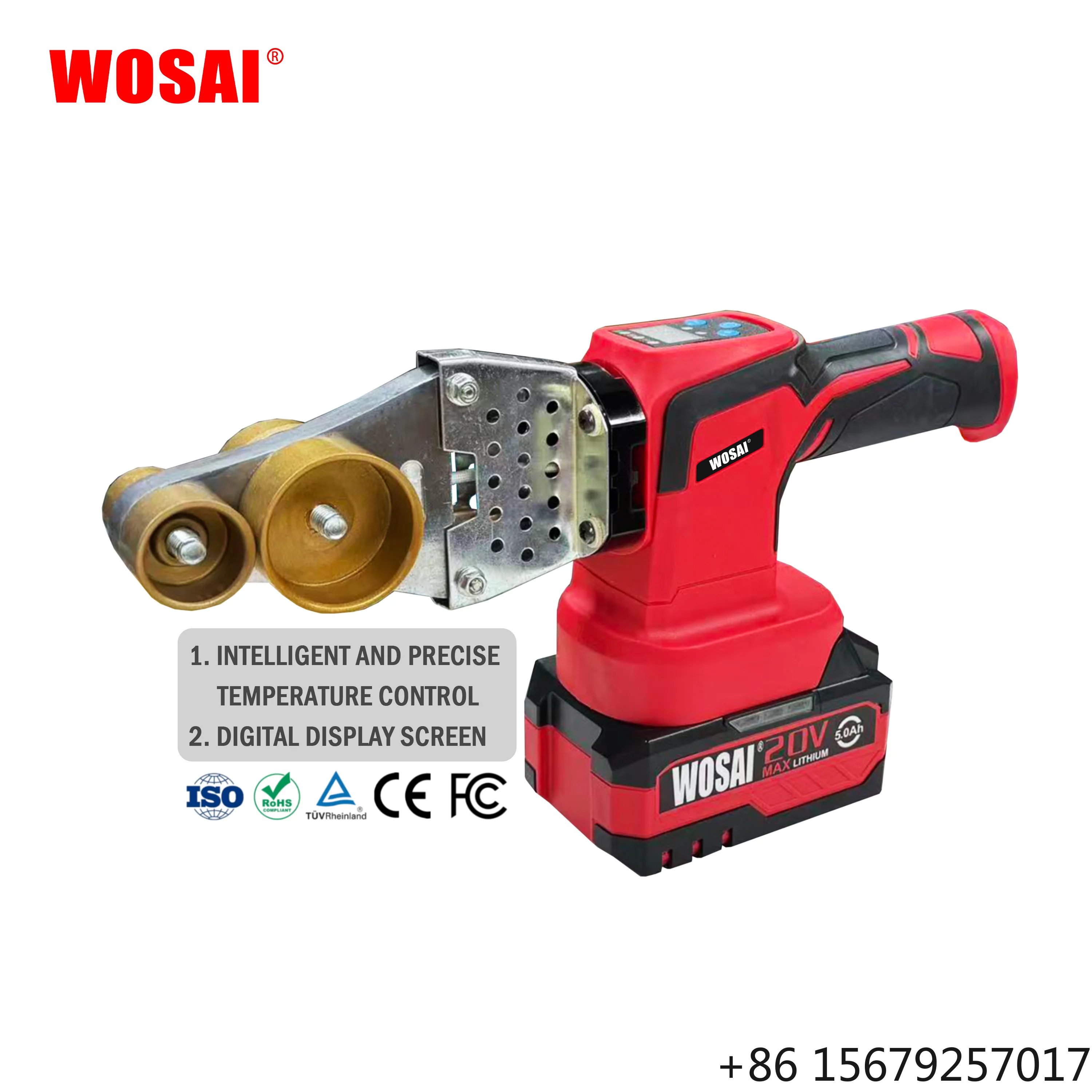 Portable Rechargeable Battery Cordless Electronic Thermostatic Pipe Heating Fuser Plastic PPR Welding Hot Melt Machine DIY