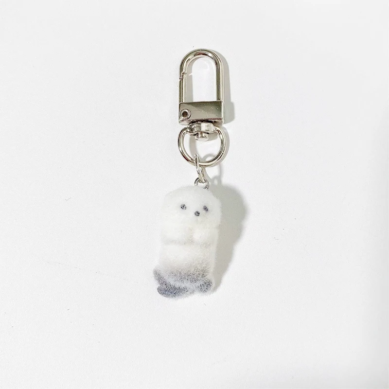 Fluffy Cute Pink Pig Keychains Sheep Capybara Otter Resin Mini 3D Animal Key Ring Holder Bag Charms Car Pendants Gift