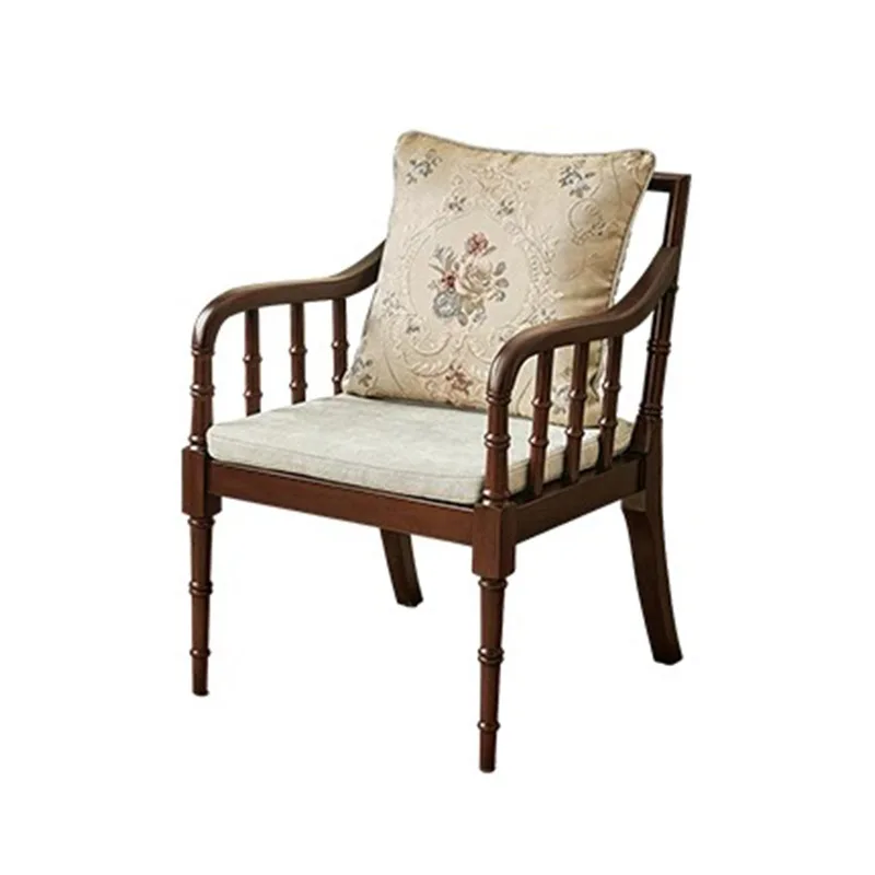 

All solid wood American vintage desk chair dressing restaurant backrest chair with armrests for leisure