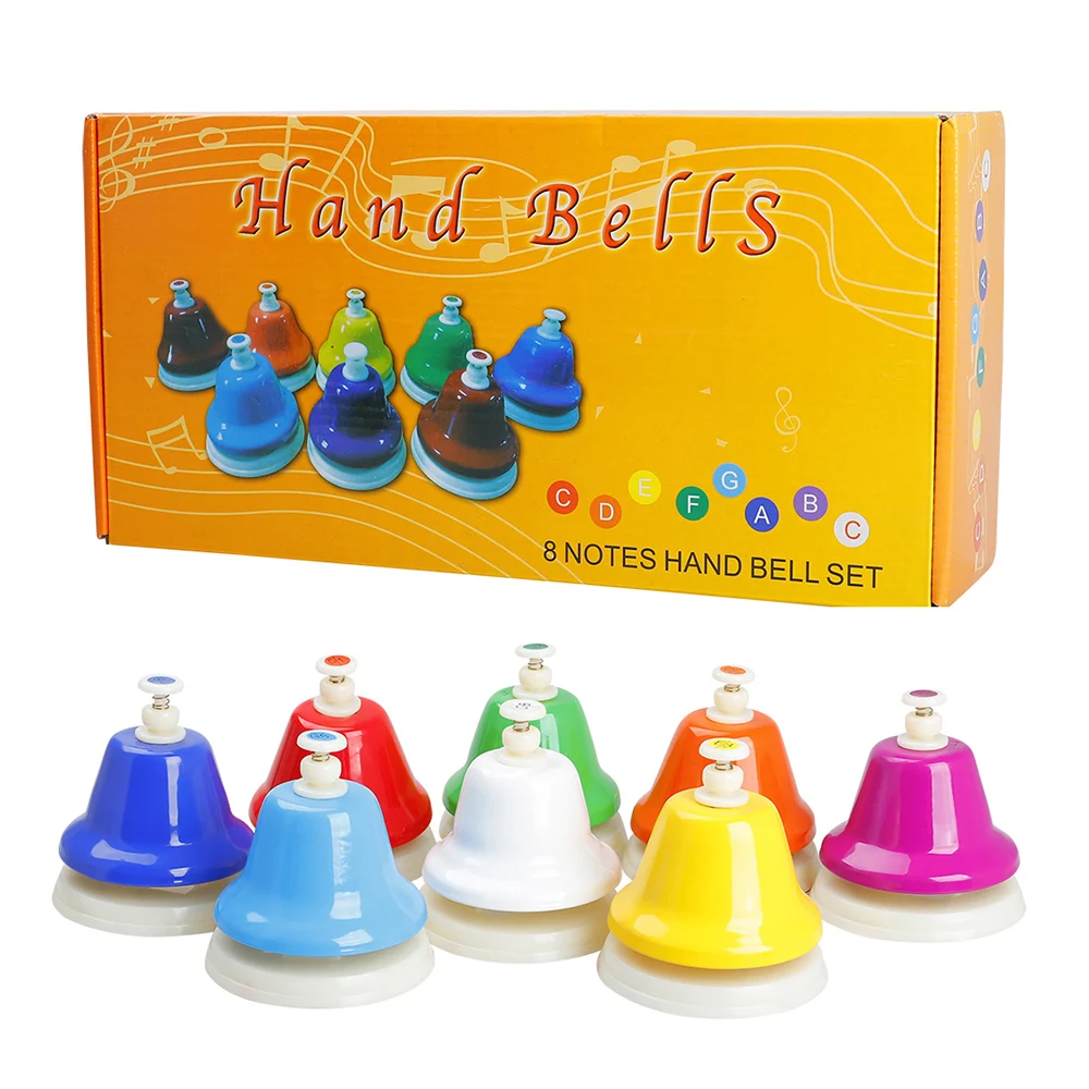 Orff Musical Instrument Set Handbell Colorful 8-Note Hand Bell Child Music Toy Baby Early Education Beautiful Christmas Gift